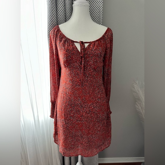 Only Polka Dot Long Sleeve Mini Dress (NEW) - Red - Picture 7 of 10
